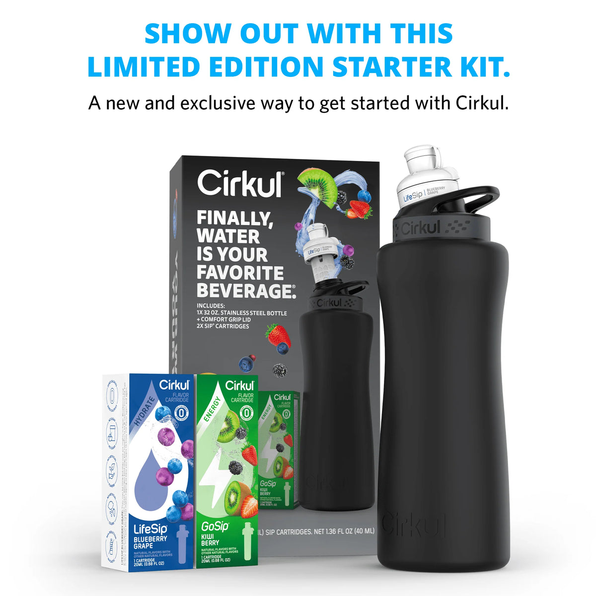 32oz Rose Gold Stainless Steel Water Bottle Starter Kit with Lid and 2 Flavor Cartridges X28205
