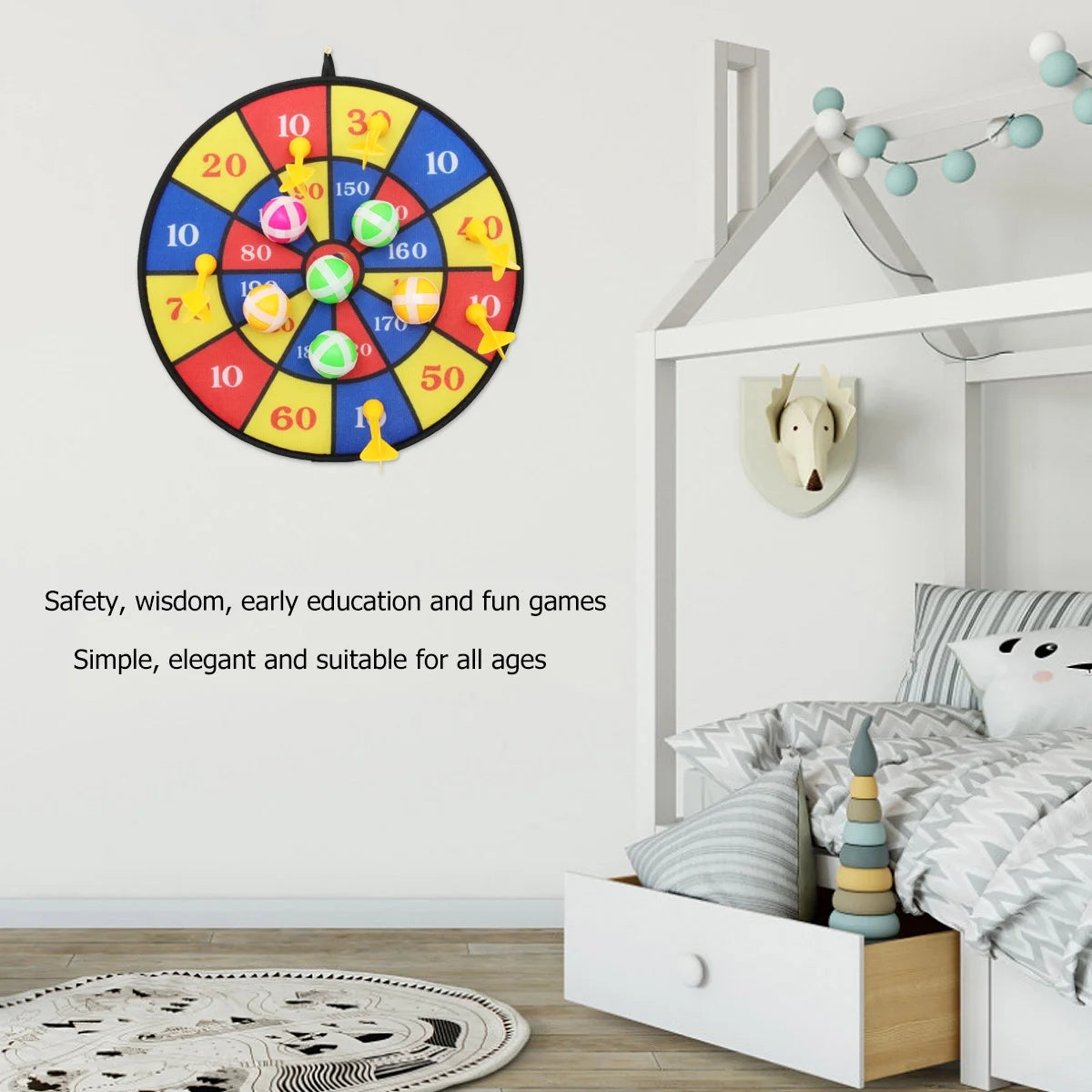 Flocking Dart Board with 4pcs Darts Dartboard Set M476249