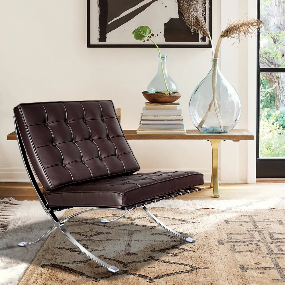 Leather Lounge Chair with Stainless Steel Frame L991533