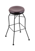 Black Wrinkle Swivel Stool with Dark Cherry Maple Seat B2764