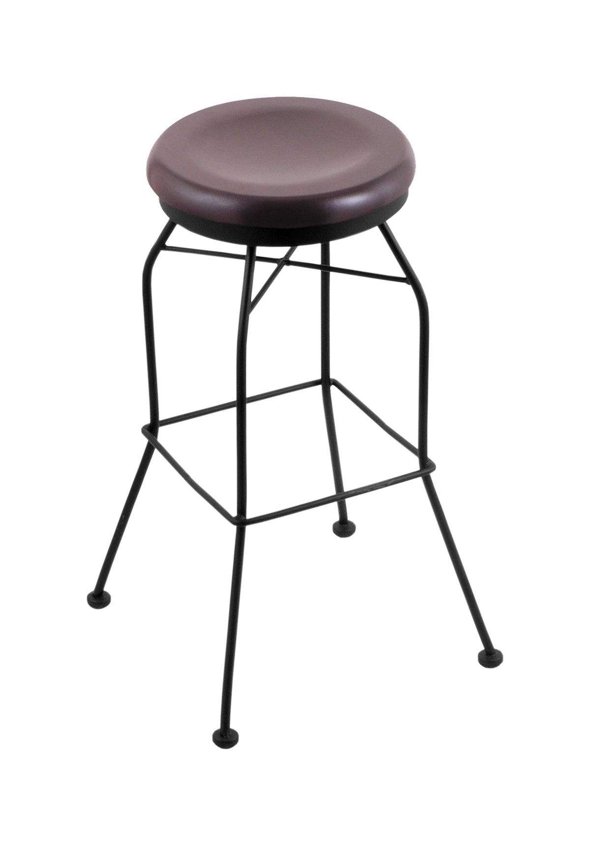 Black Wrinkle Swivel Stool with Dark Cherry Maple Seat B2764