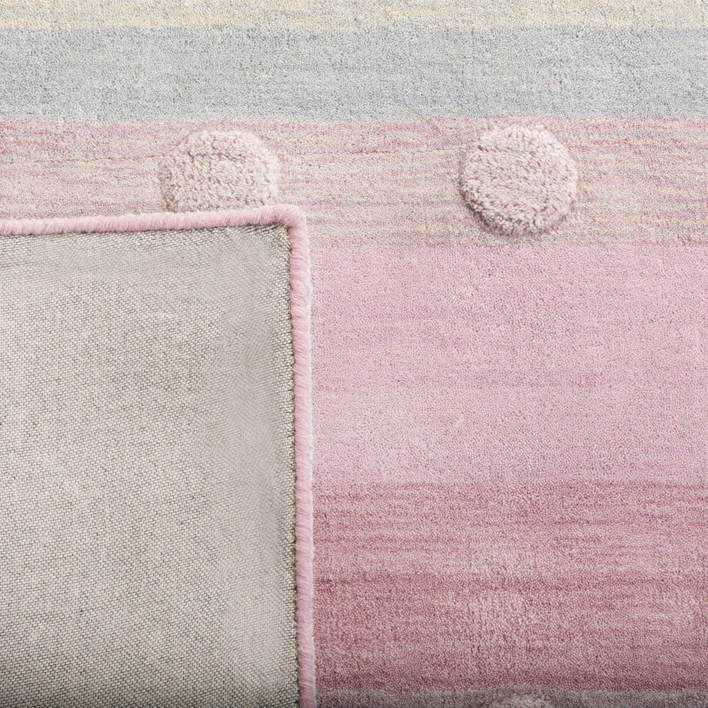 Light Blue / Pink Square Kids Rug U9108