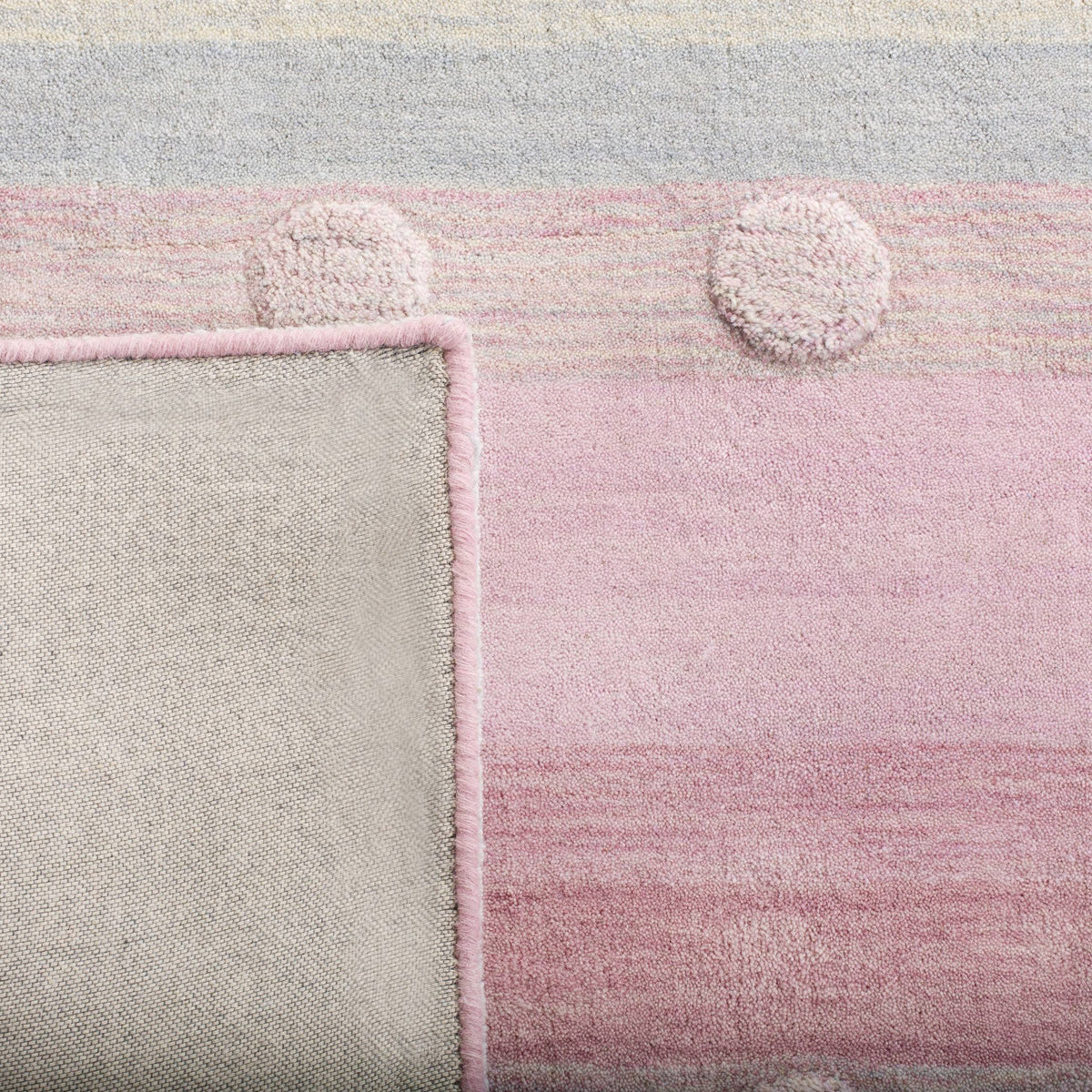 Light Blue / Pink Square Kids Rug U9108