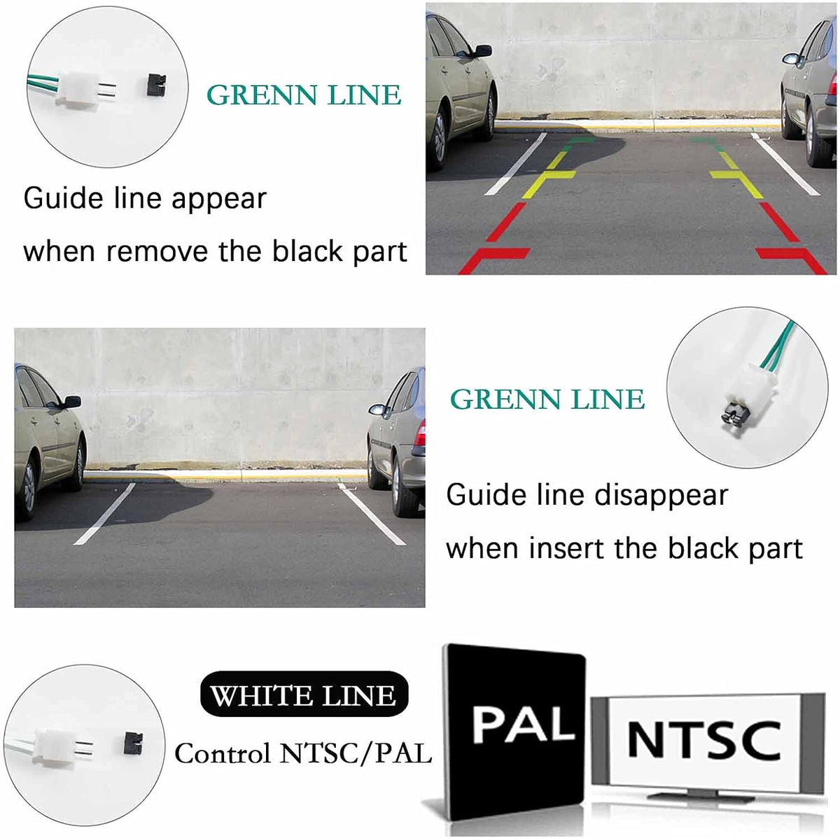 Tailgate Handle Backup Camera for Dodge Ram 1500 2500 3500 (2002-2008) Rear View Reverse Parking Camera with Optional Guideline RCA Connector (Black) Y8851