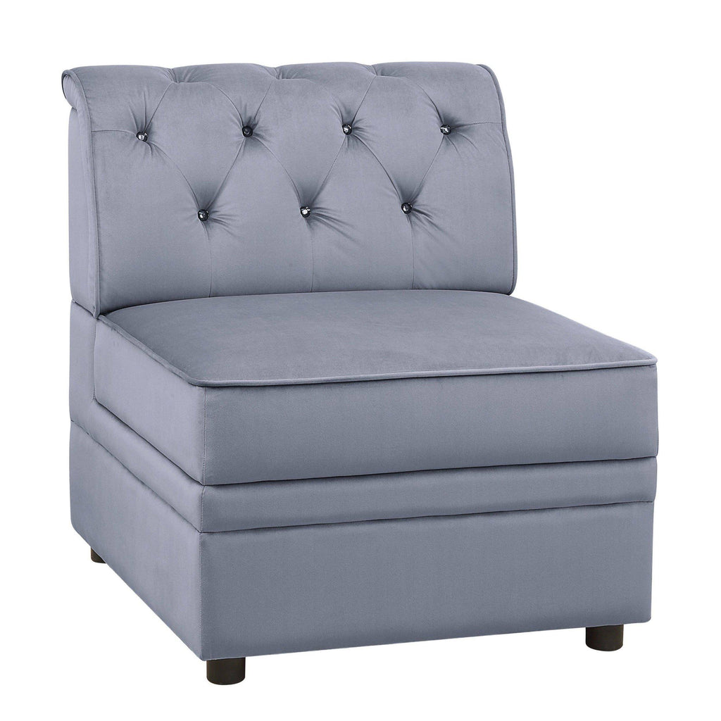 Gray Velvet Armless Chair X74015