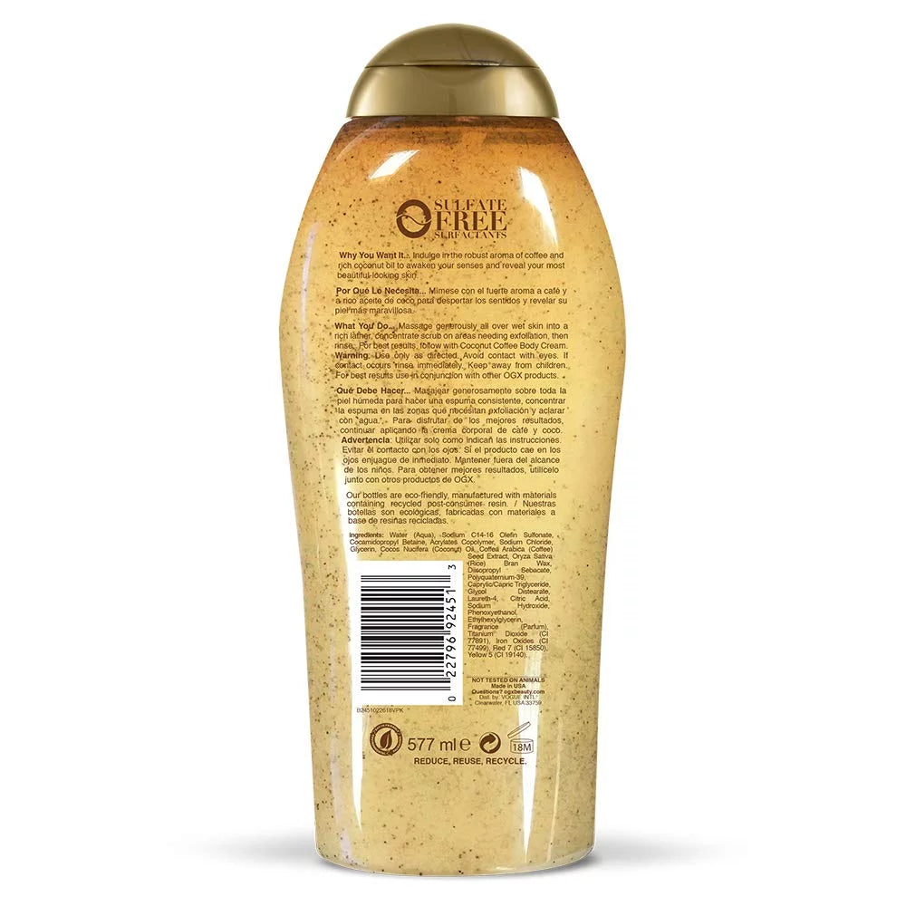 Coconut Coffee Body Scrub and Wash 19.5 Oz 6 Pack V506