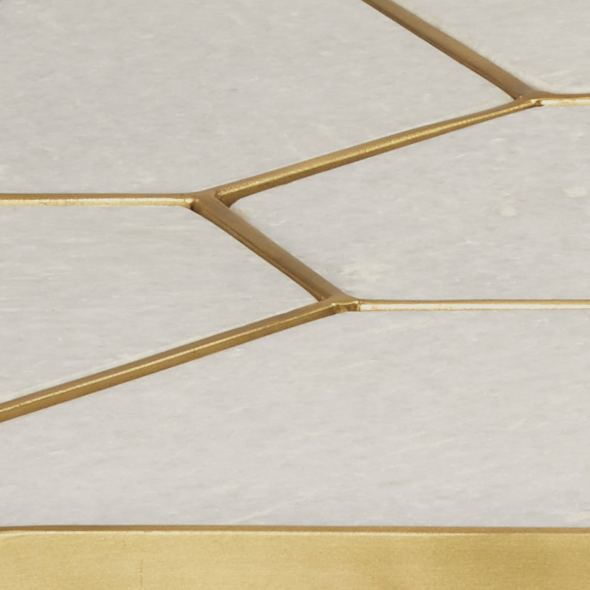 White Marble and Brass Metal Side Table F183242