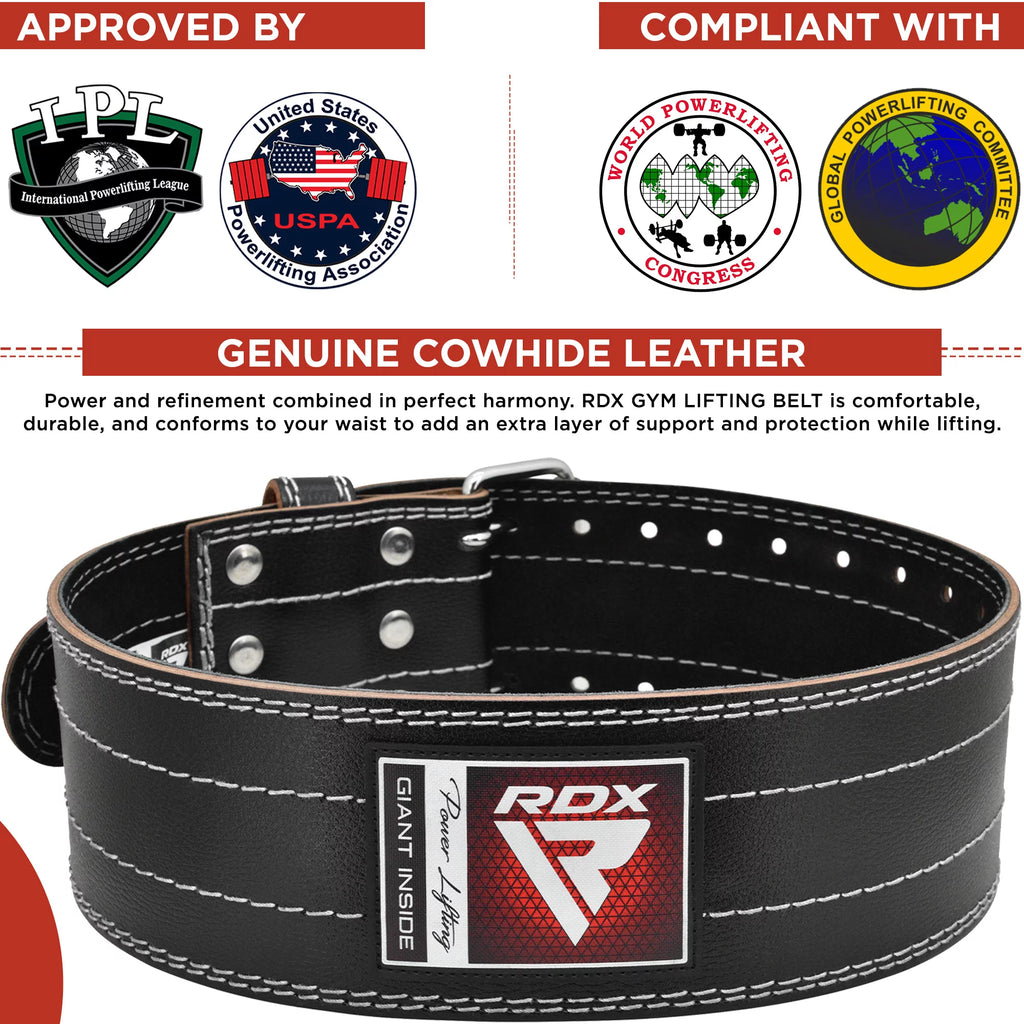 6mm Leather Weight Lifting Belt Black M C32705