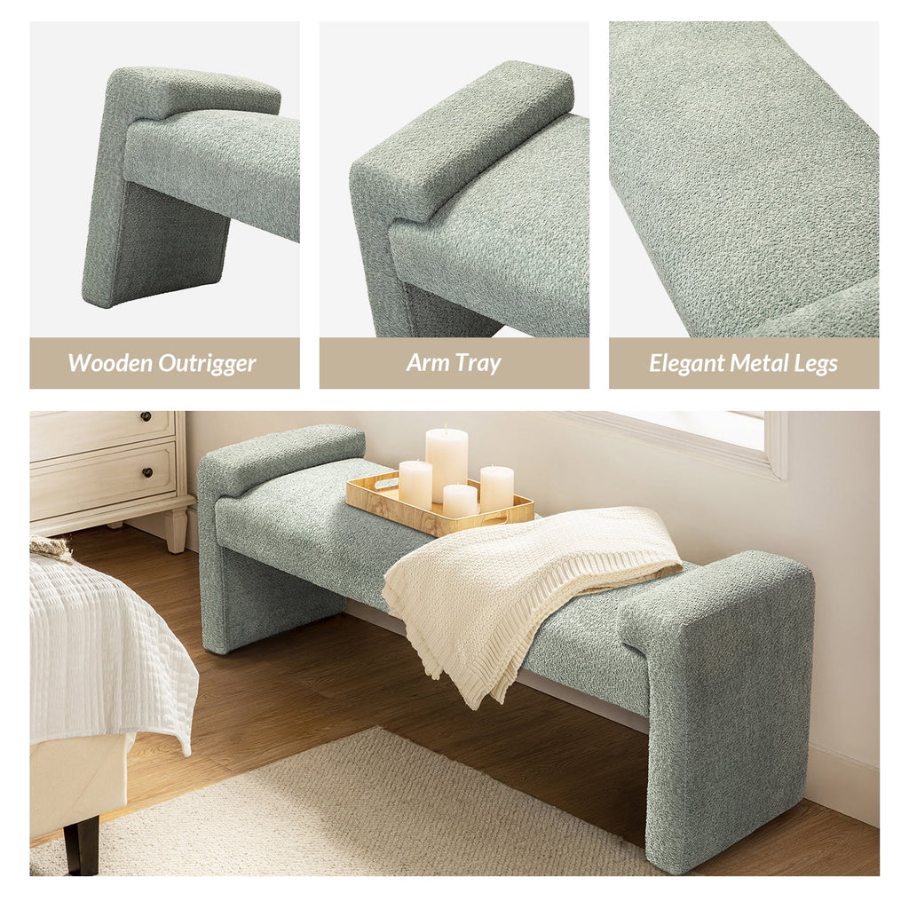 58" Chenille Fabric Upholstered Ottoman Bench A44985