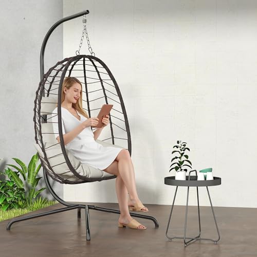 Hanging Egg Chair with Stand Cushion S35623