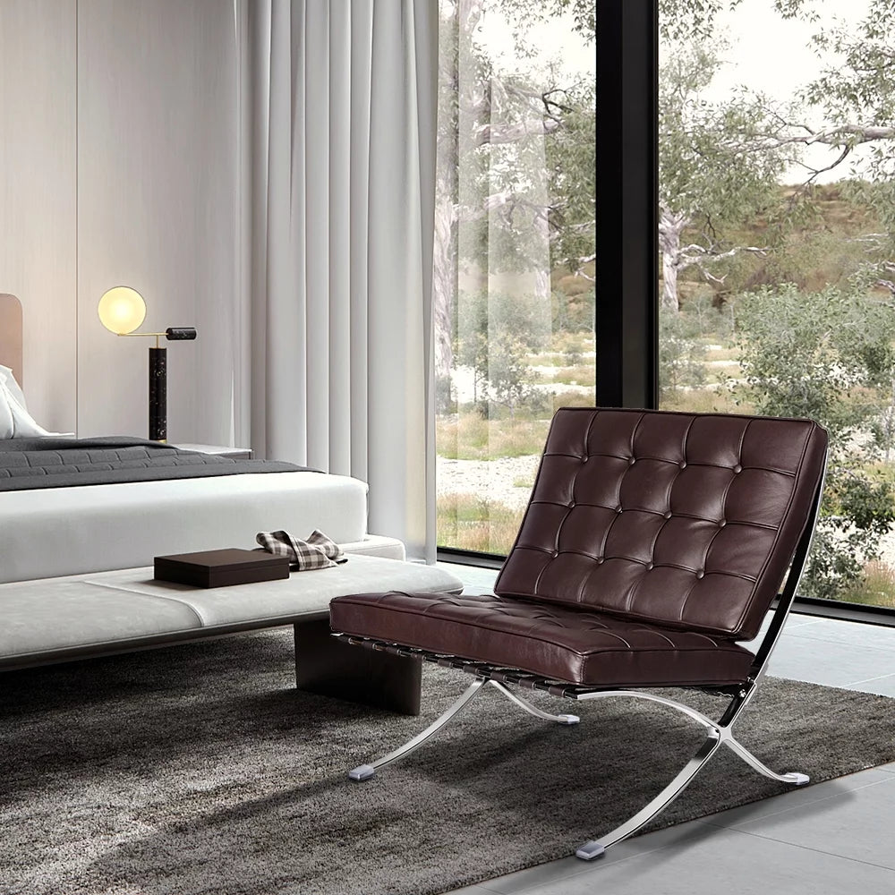 Leather Lounge Chair with Stainless Steel Frame L991533