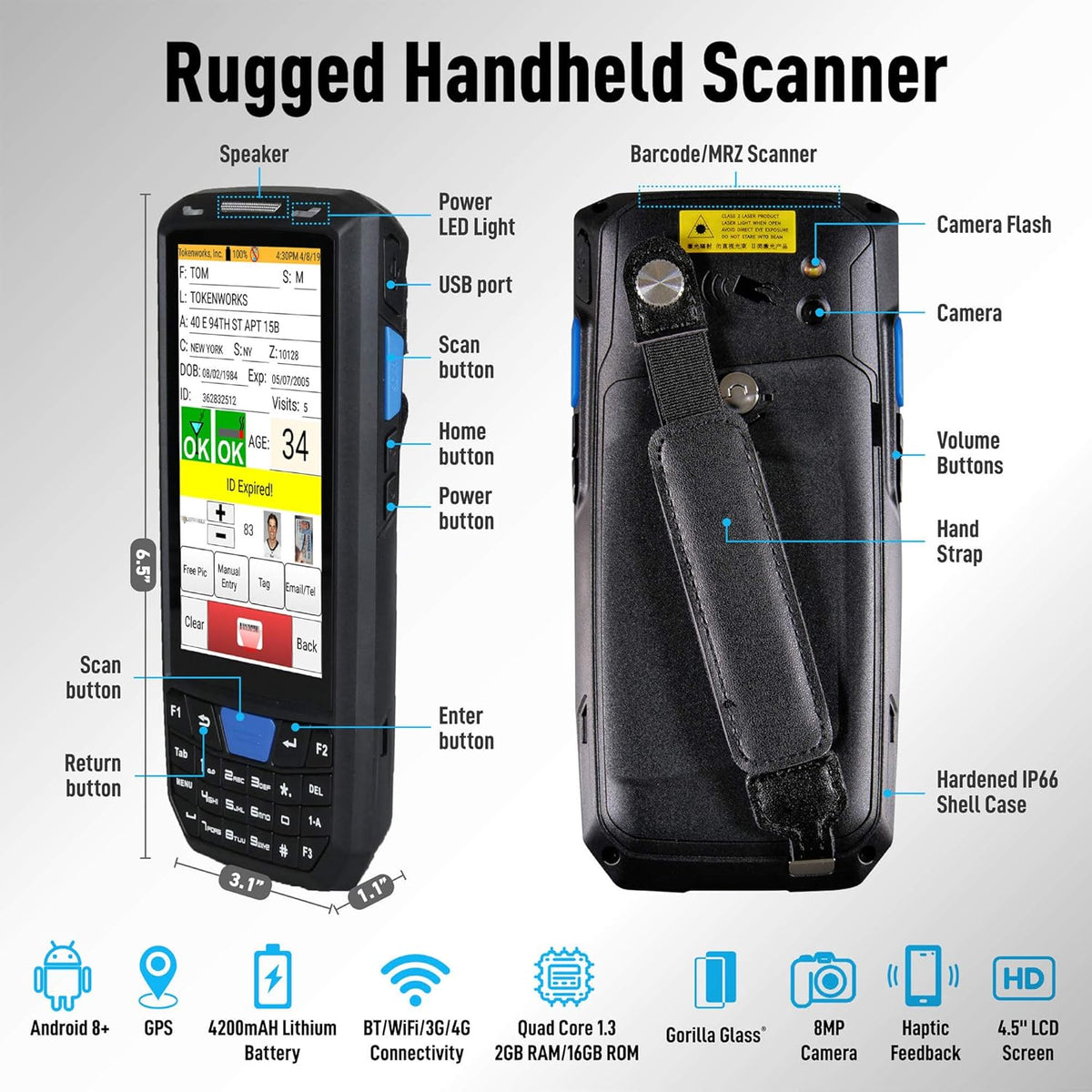 ID Scanner with Charger Cradle and Hand Strap Q91728