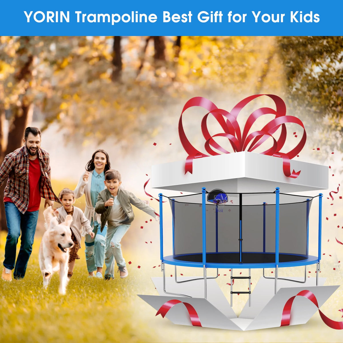 14FT Trampoline with Enclosure and Basketball Hoop X10782