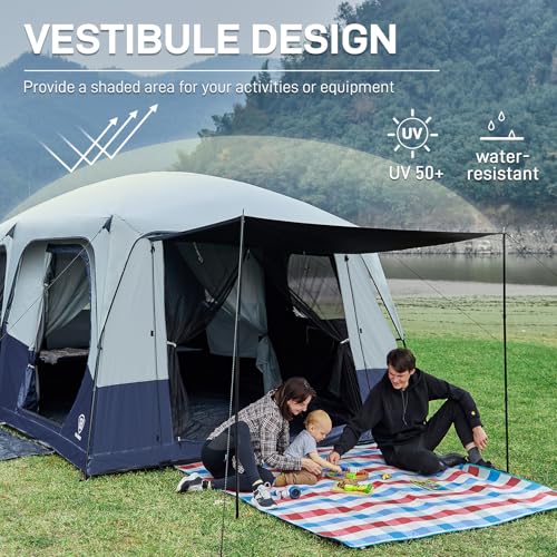10 Person Blackout Camping Tent with Rainfly and Carry Bag I409