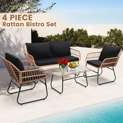 3 Pieces Beige All-Weather Wicker Patio Bistro Set S76425