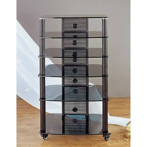 Black Glass Shelves AV Stand M6567