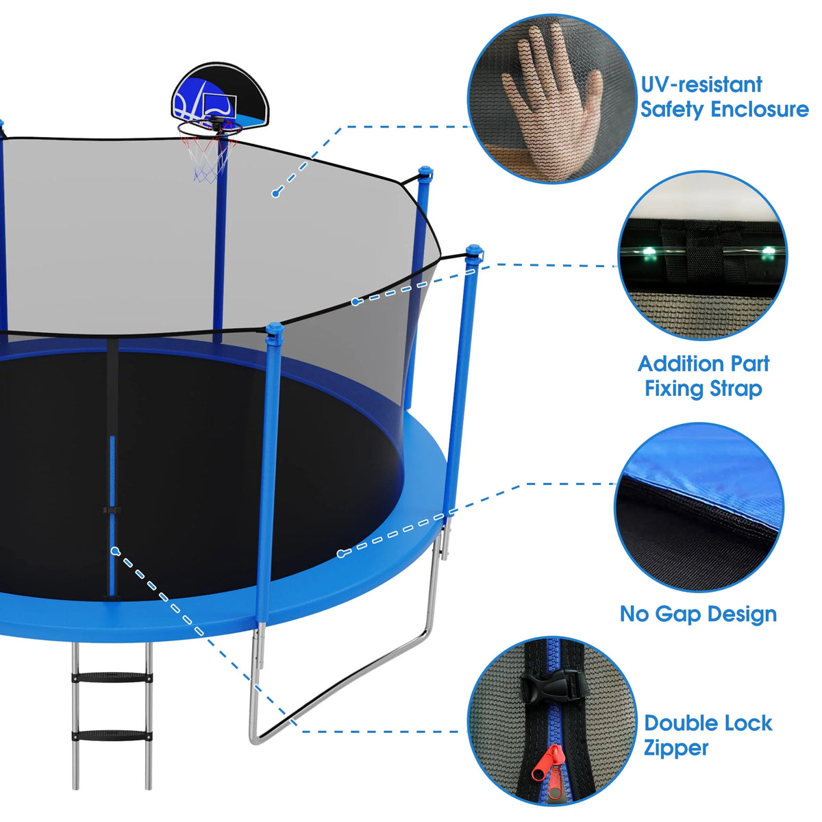 14FT Trampoline with Enclosure and Basketball Hoop X10782
