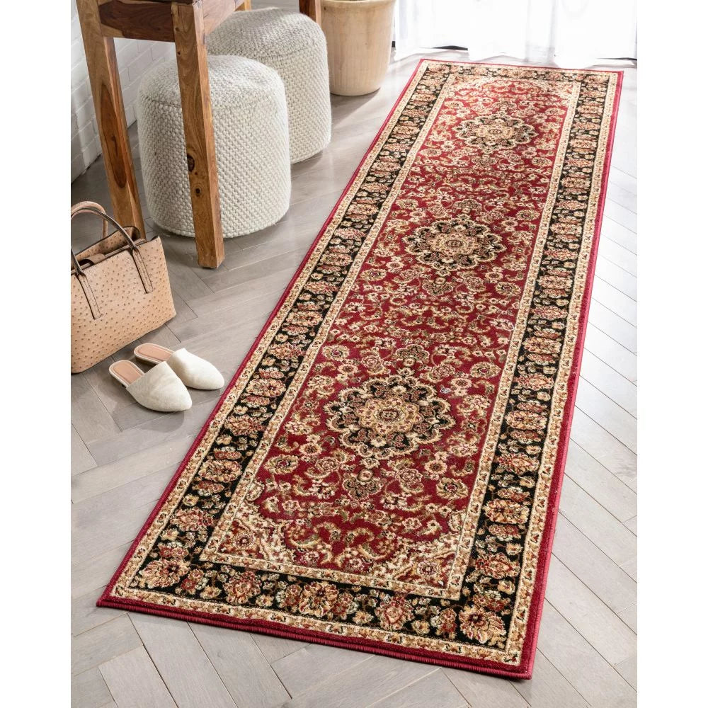 Red Green Ivory Light Blue Black Persian Floral Oriental Area Rug N665634
