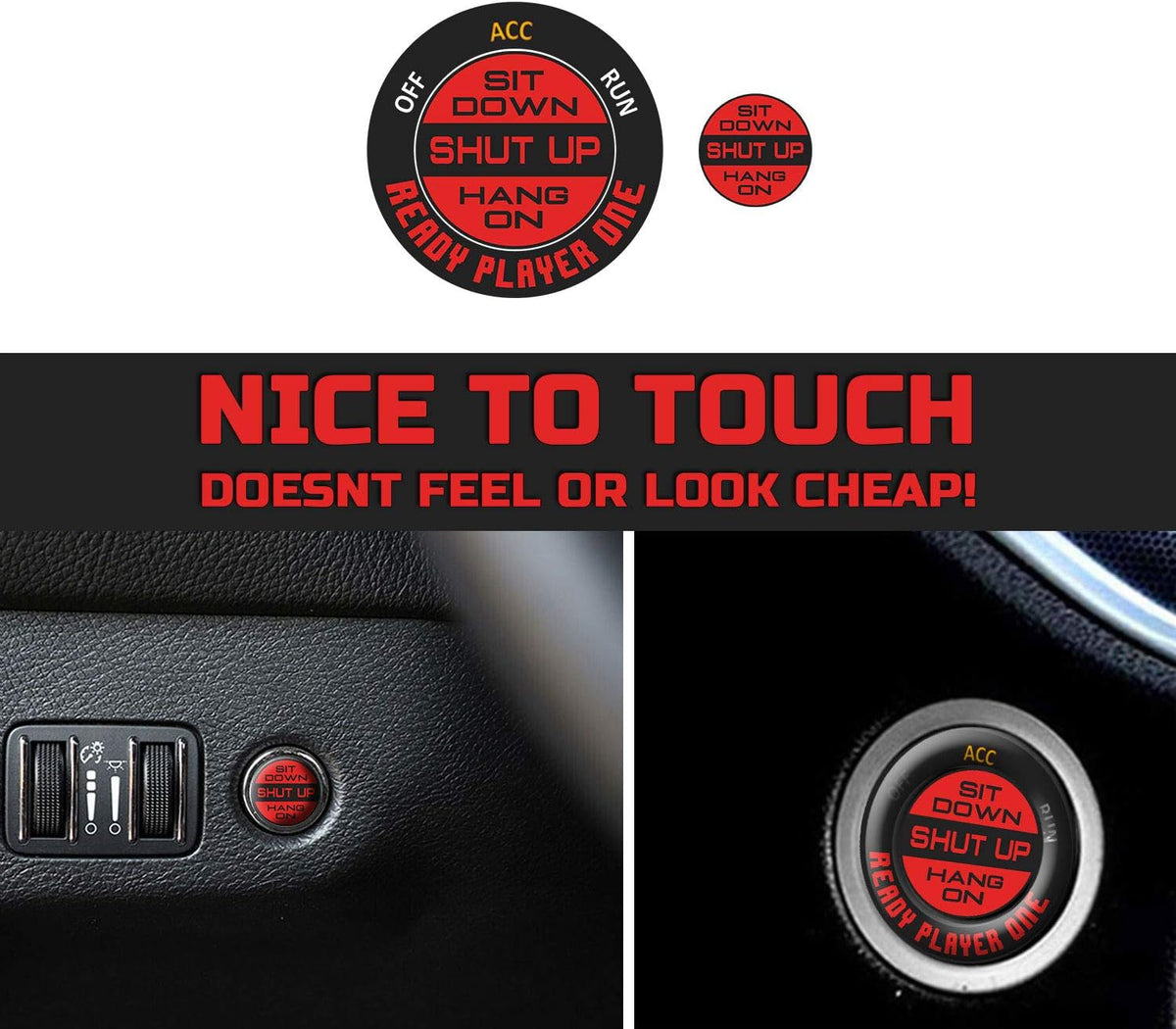 Engine Start Stop Button Overlay Ruby Red Sticker Emblem H699