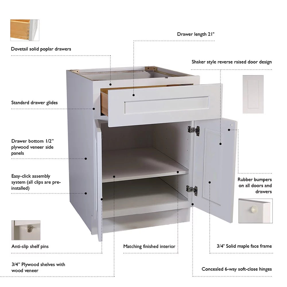 White Shaker Tall Wall Kitchen Cabinet 30x24x12 X824014