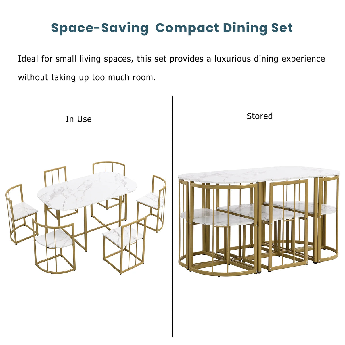 7-Piece Faux Marble Dining Table Set B938682