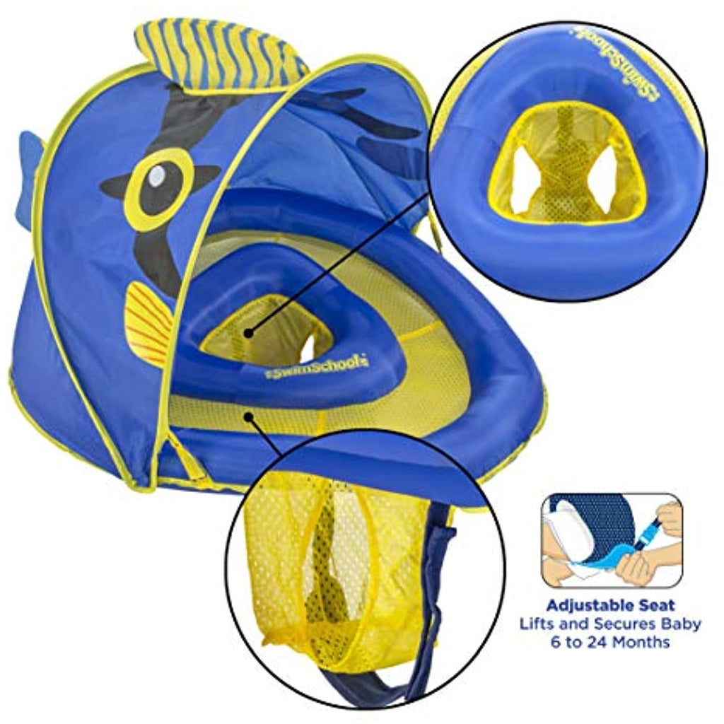 Blue/Yellow Baby Pool Float with Canopy and Safety Seat Y58172
