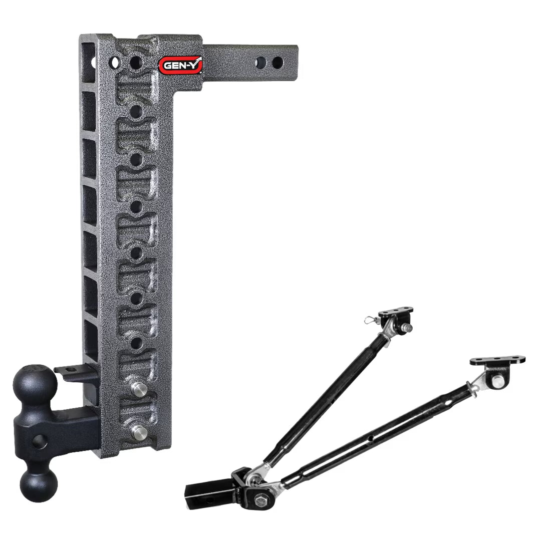 Adjustable 20" Drop Hitch with Dual-Ball, Pintle Lock, Stabilizer Kit for 2" Receiver Y65504