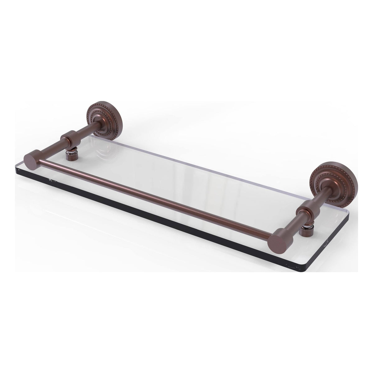 Antique Copper Glass Shelf with Gallery Rail U4552