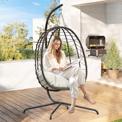 Hanging Egg Chair with Stand Cushion S35623