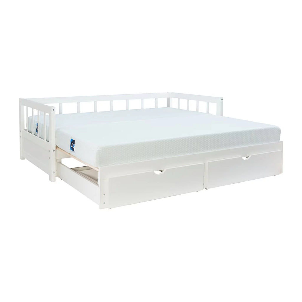 White Wood Storage Trundle Daybed U223