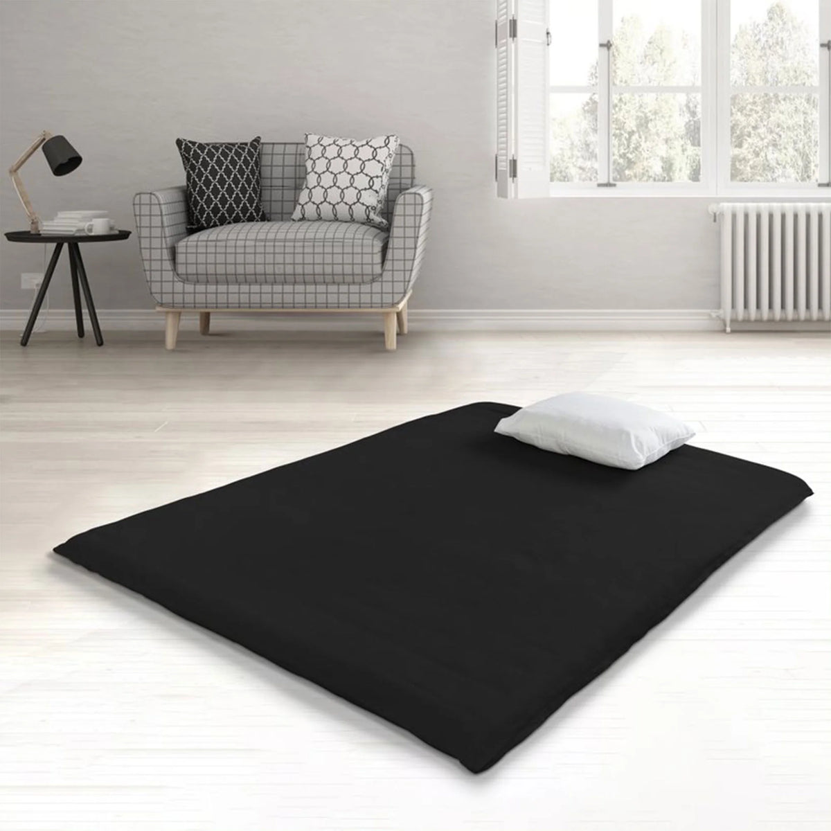 Japanese Futon Floor Mattress Queen Black R50162
