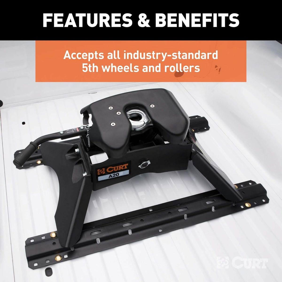5th Wheel Hitch Rails, Carbide Black, 25,000 Pounds V350