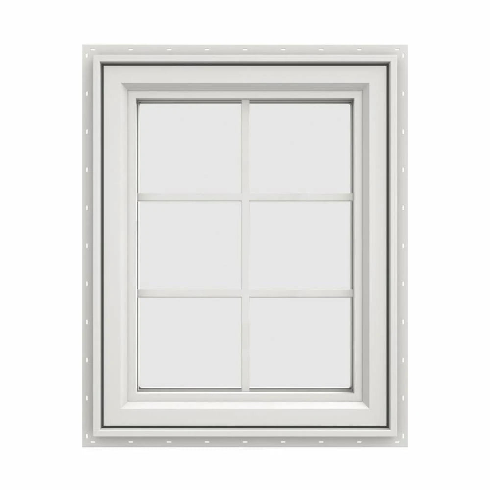 White Vinyl Right-Handed Casement Window with Colonial Grids Z319