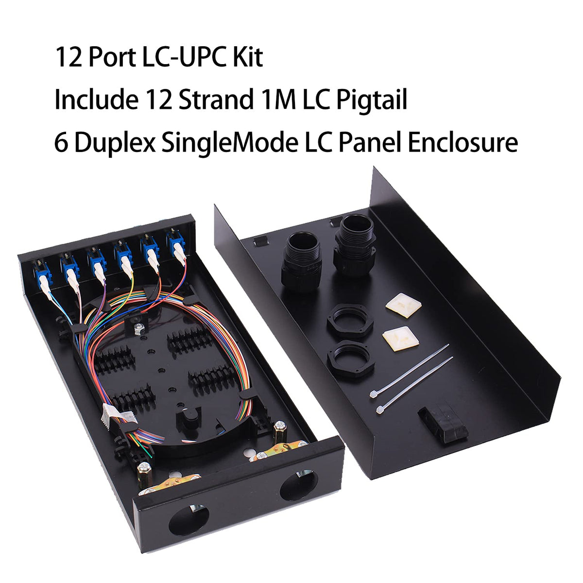 6 Port Duplex Box Cables Wall Mount Fiber Enclosure with Spool Singlemode LC-UPC Kit T891