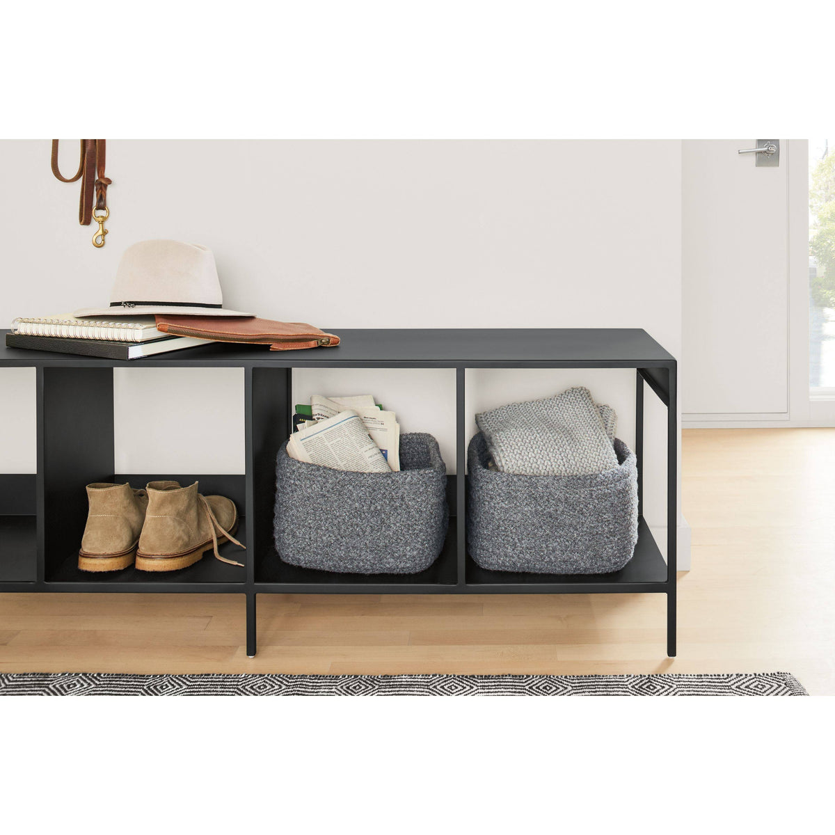 Slim Cubby Bench in Tangerine Orange H169