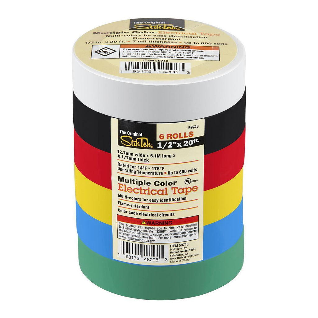 Multiple Color Electrical Tape, 6-Piece C79268