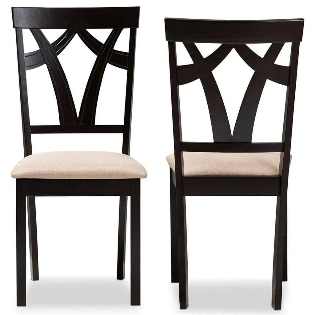 Brown Fabric Dining Side Chair Set of 2 R4315
