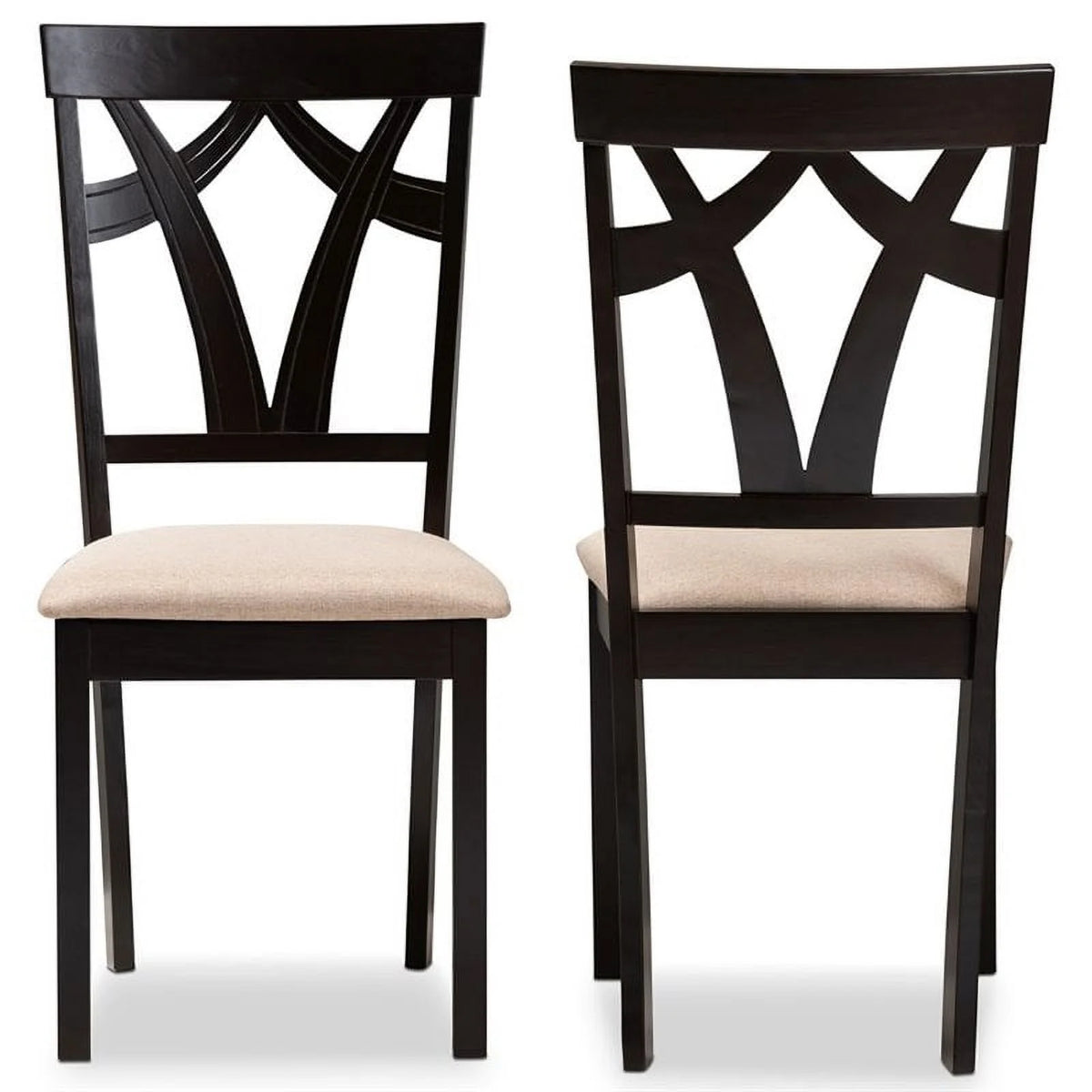 Brown Fabric Dining Side Chair Set of 2 R4315