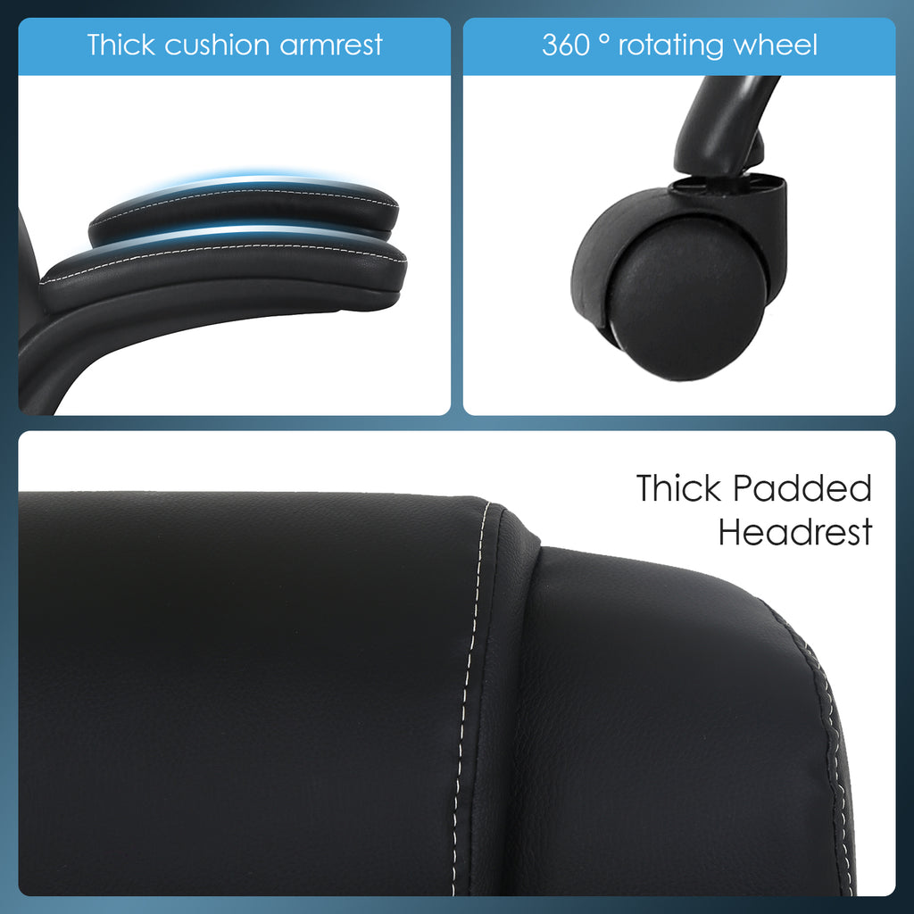 Black PU Leather Ergonomic High Back Office Chair with Lumbar Support F230
