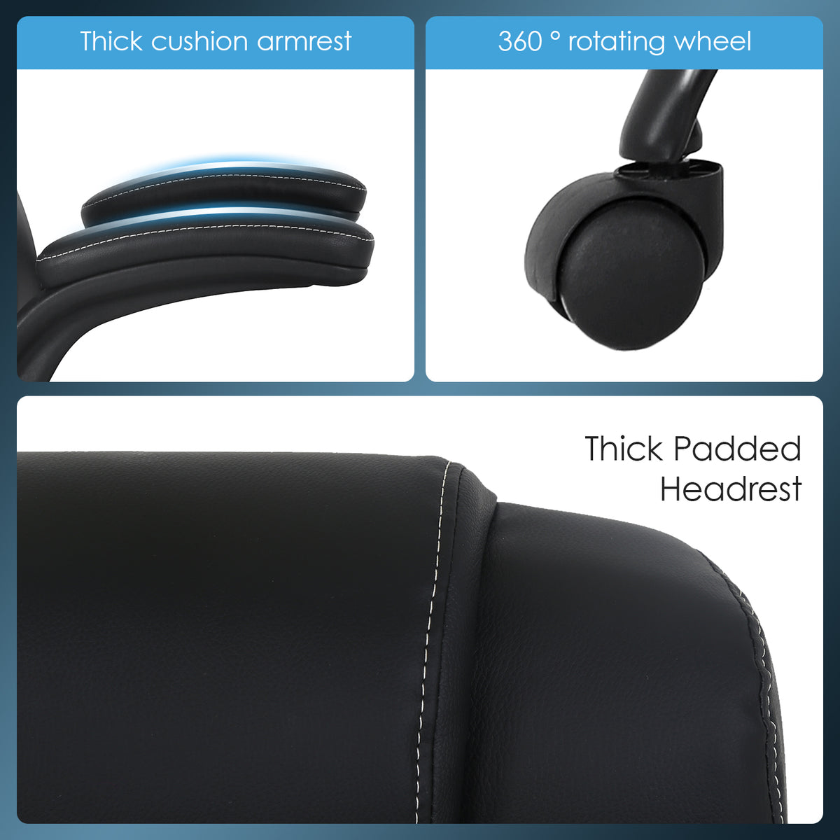 Black PU Leather Ergonomic High Back Office Chair with Lumbar Support F230