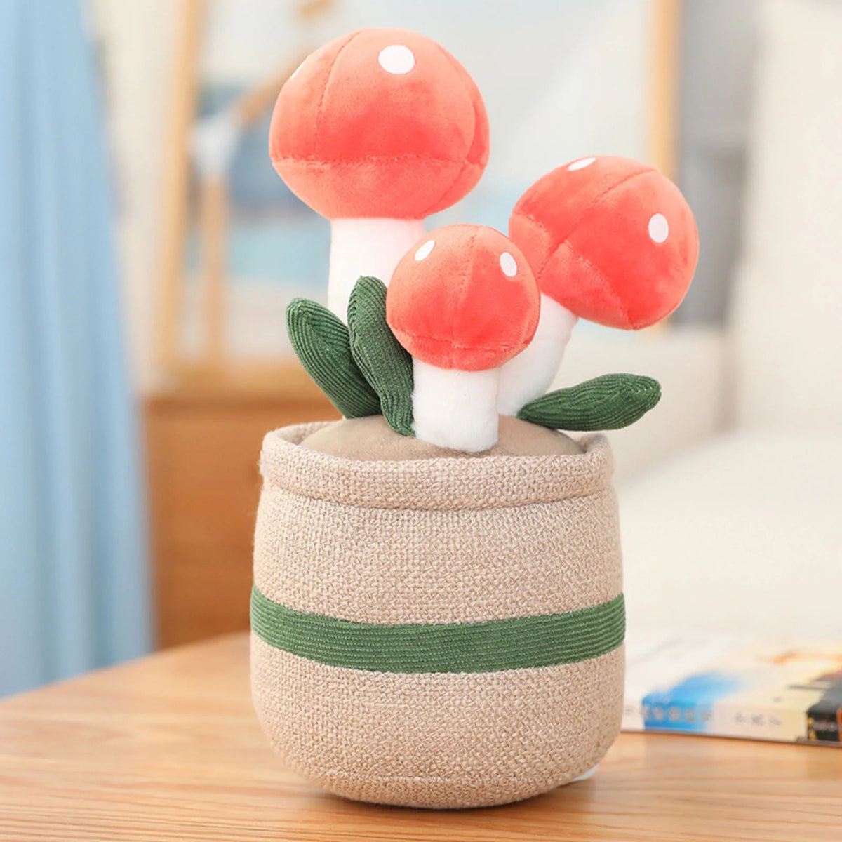 Mushrooms Simulation Potted Plush Toy Doll Plant Indoor Decoration L9955