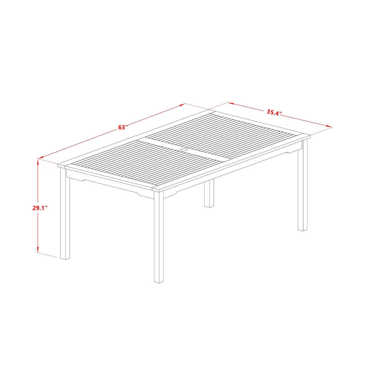 Rectangular Wood Patio Dining Table I942296