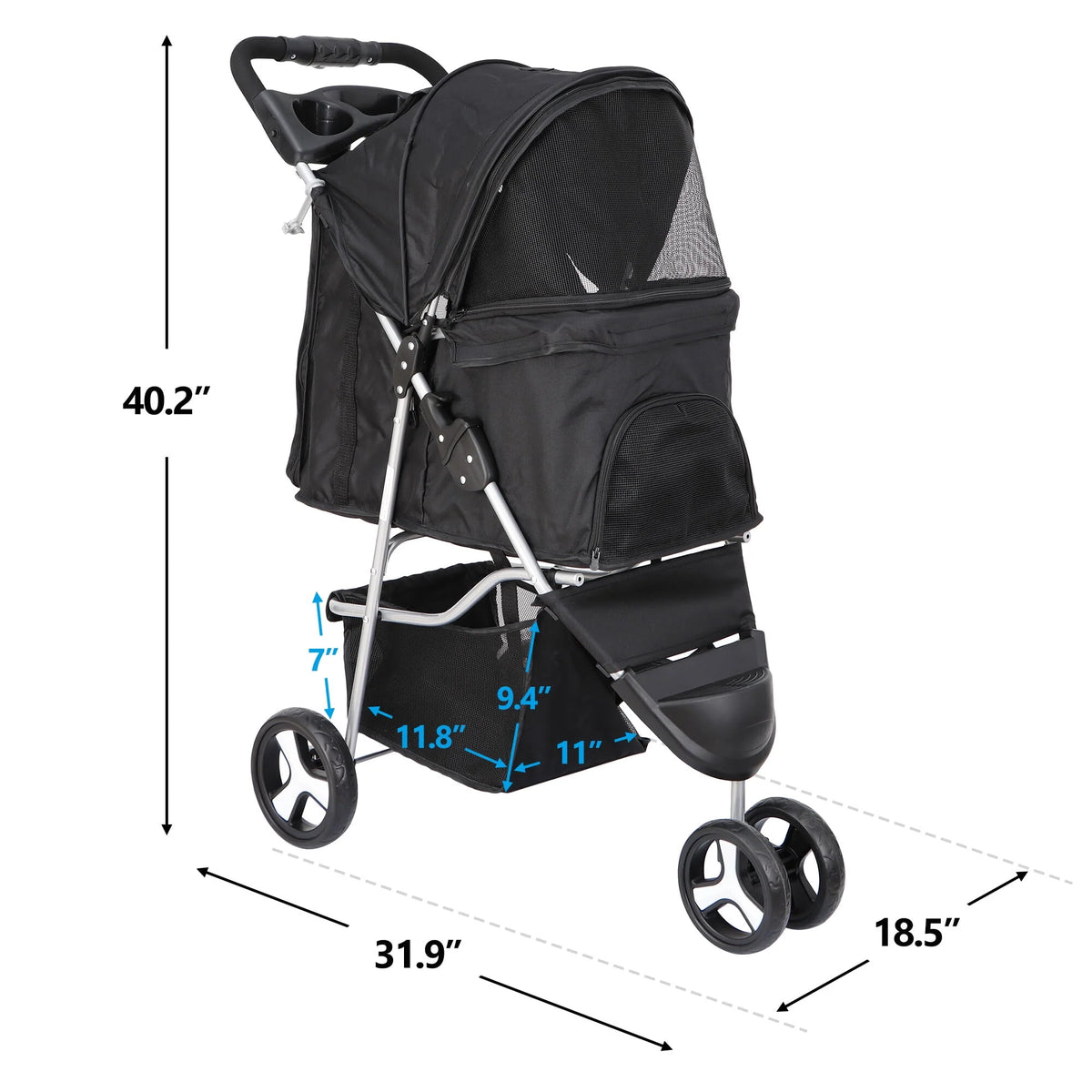 3-Wheel Pet Dog Travel Stroller O392