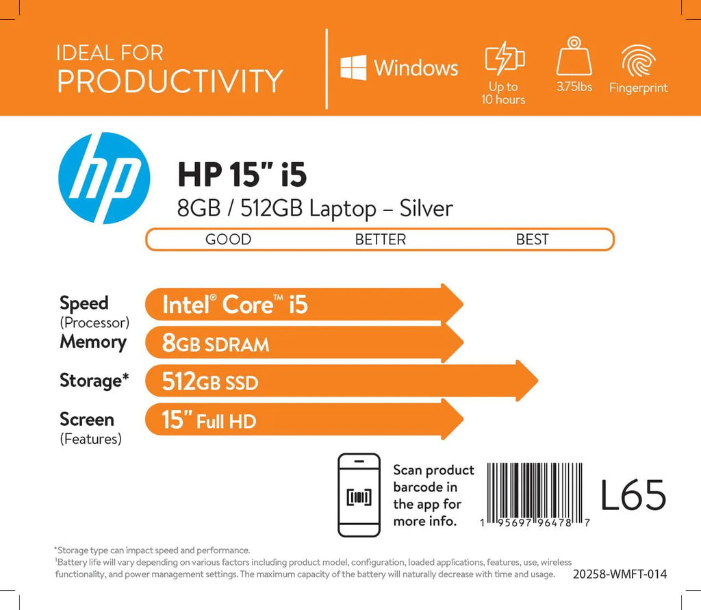 15.6 Laptop Intel Core i5 8GB Ram 512GB SSD Windows 11 Natural Silver D456173