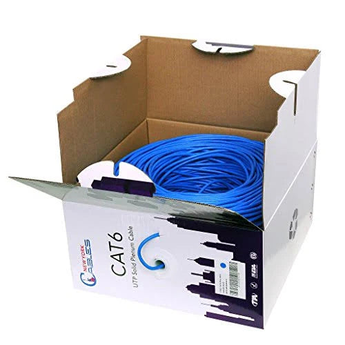 Cat6 Plenum 1000ft UTP Solid Bulk 550MHz Ethernet Cable Blue U21850
