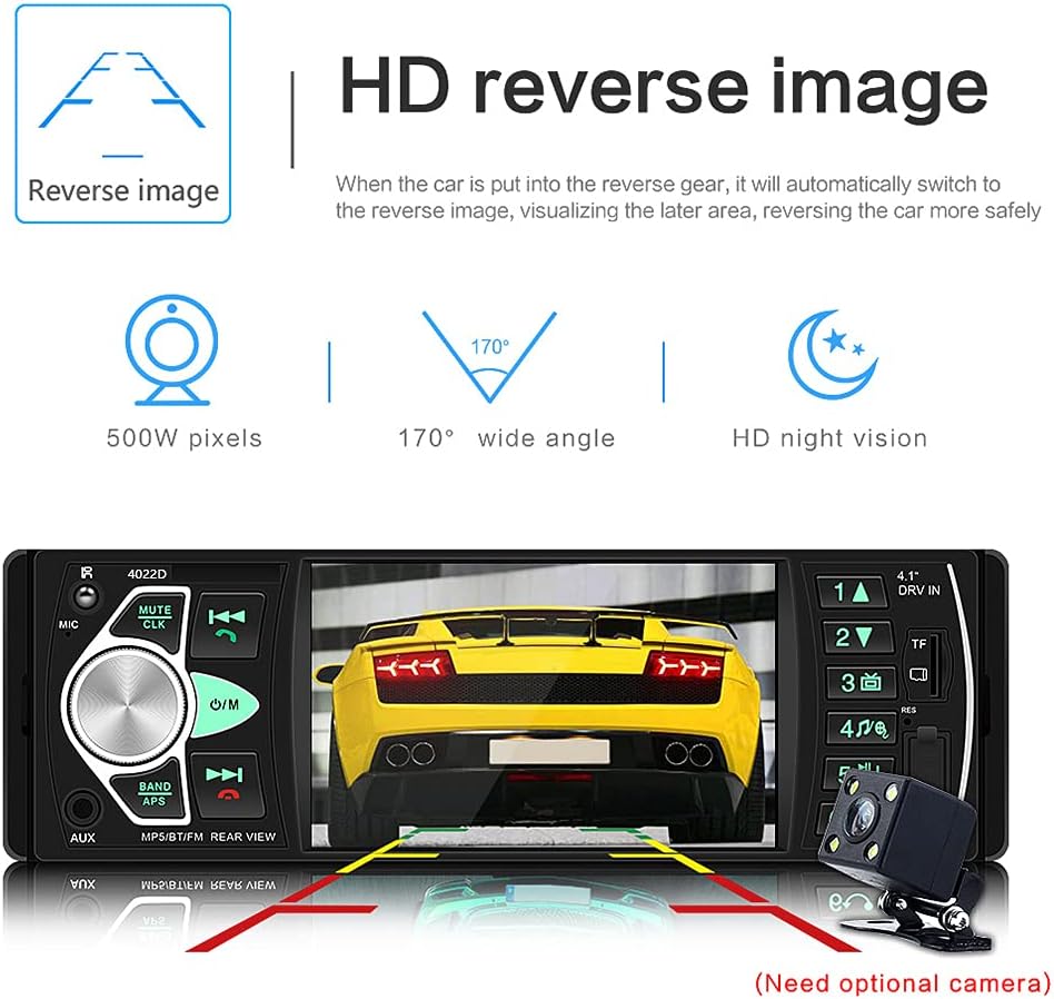 4.1 '' HD Screen Single Din Car Stereo with Bluetooth FM Radio Receiver E7695