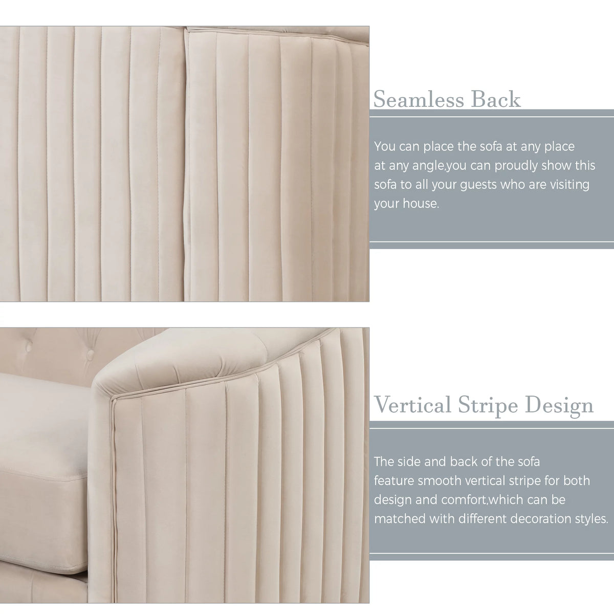 64" Beige Velvet Upholstered Loveseat Sofa C59214