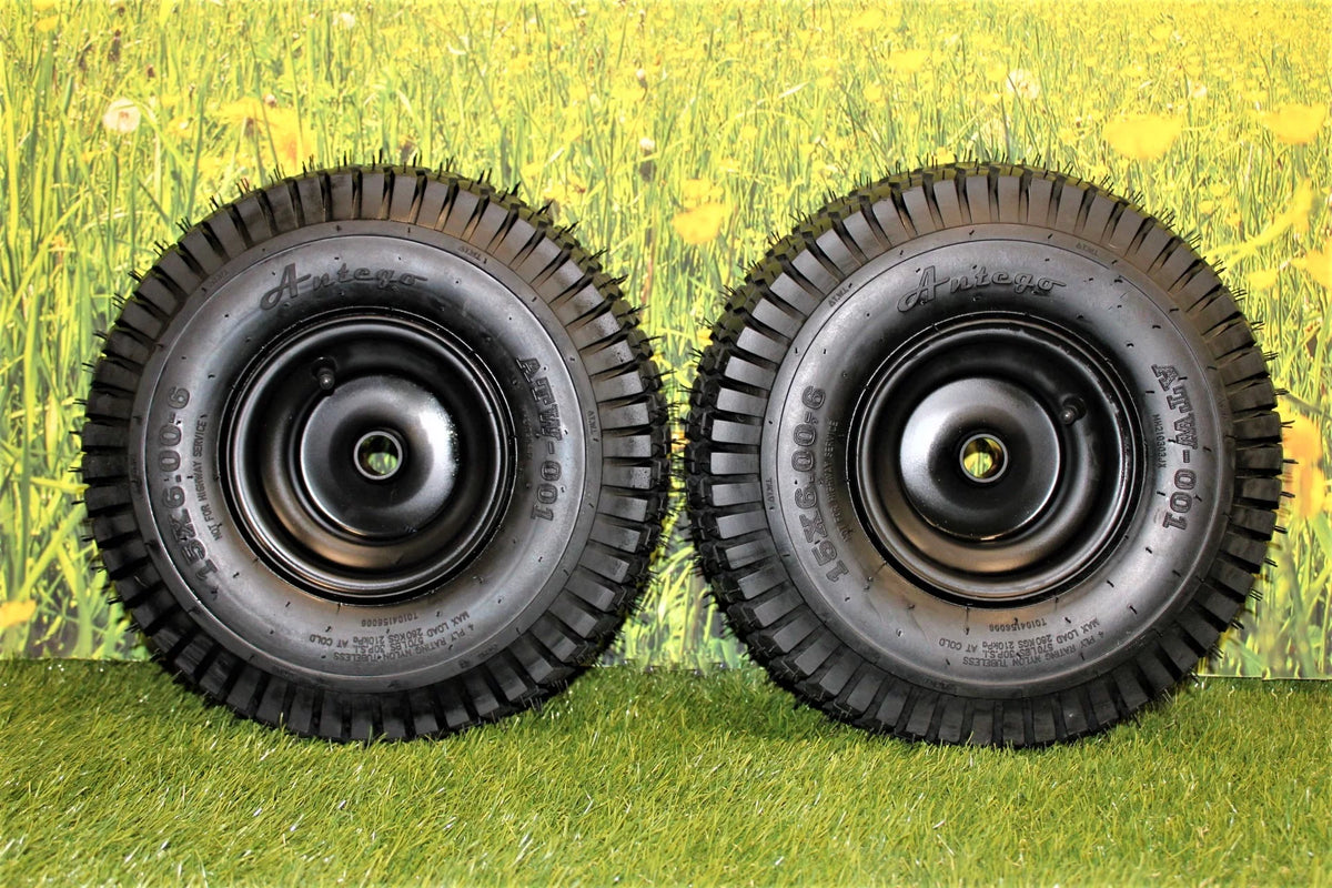Matte Black 15x6.00-6 Lawn & Garden Tires & Wheels Set of 2 I808