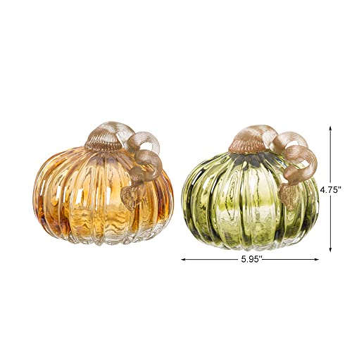 Set of 3 Multi Striped Glass Pumpkins C878224