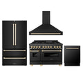 Black Stainless Steel 48 Dual Fuel Range, Range Hood, Refrigerator, Dishwasher D4482